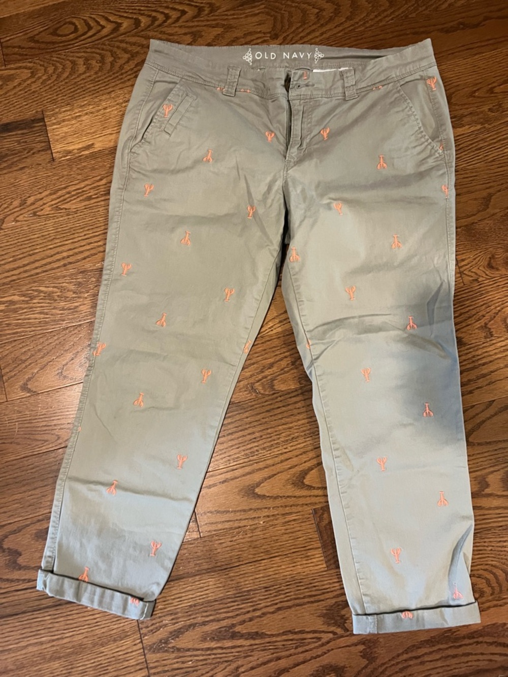 Old Navy Khaki Lobster Embroidered Chino Pants